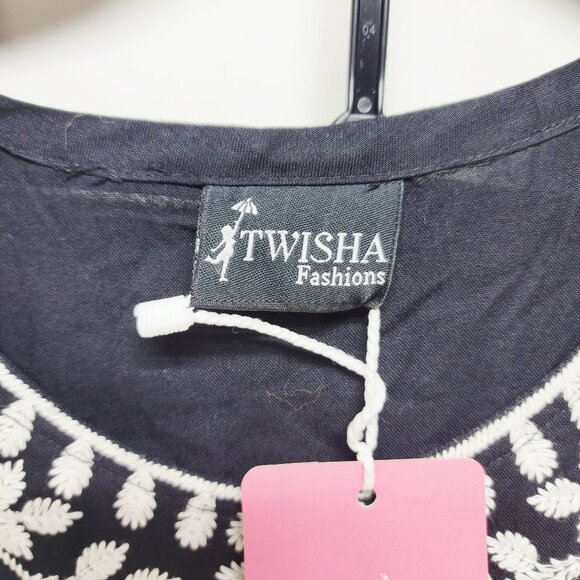 Black & White Embroidered Kurti Dress  Size 38  Twisha Fashions - Picture 2 of 10